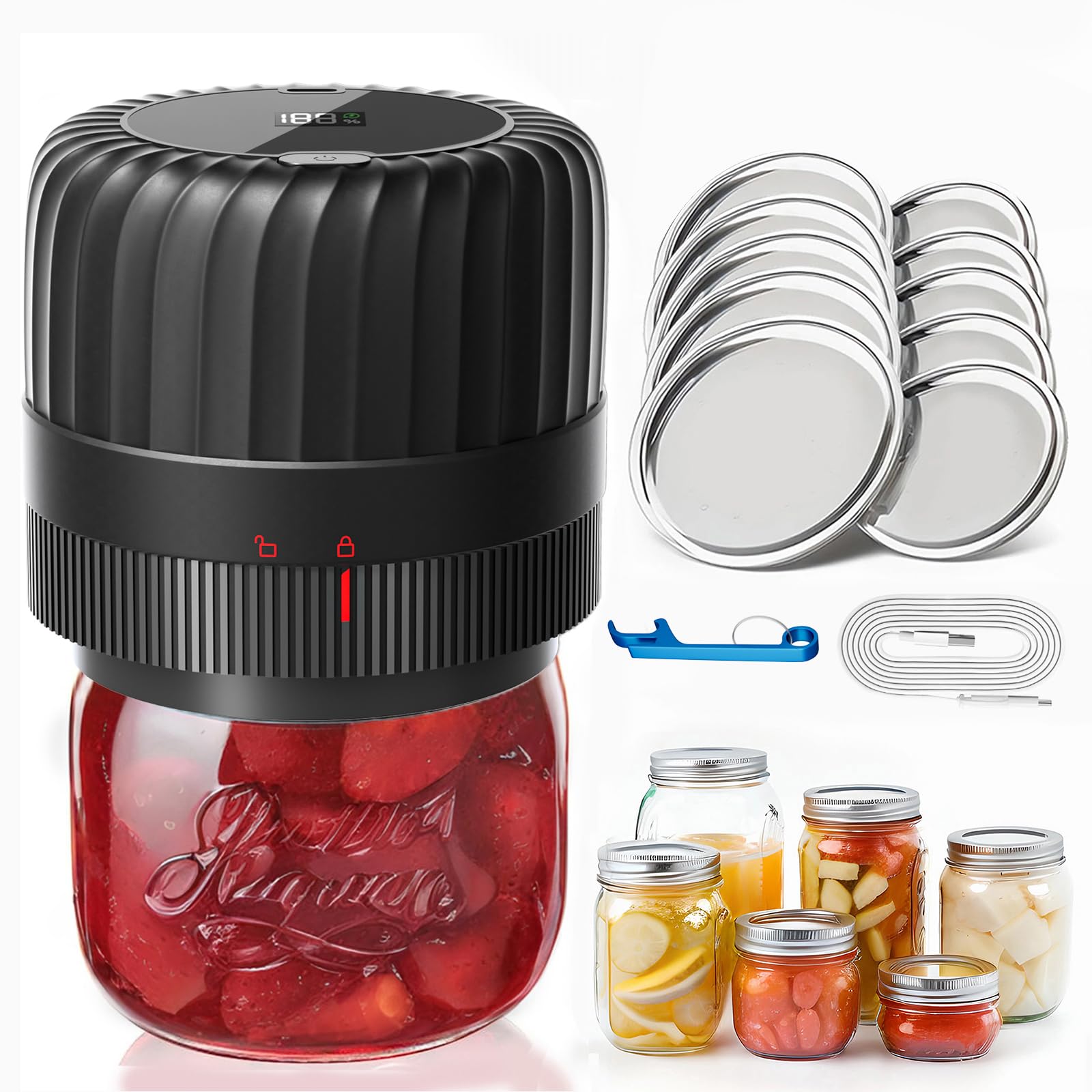 KITOOL tarro Mason boca ancha con sellado eficiente para conservar alimentos