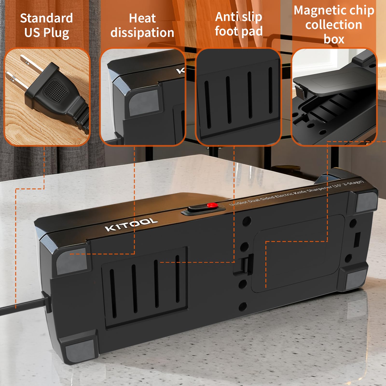 KITOOL base magnética para mayor estabilidad y limpieza fácil