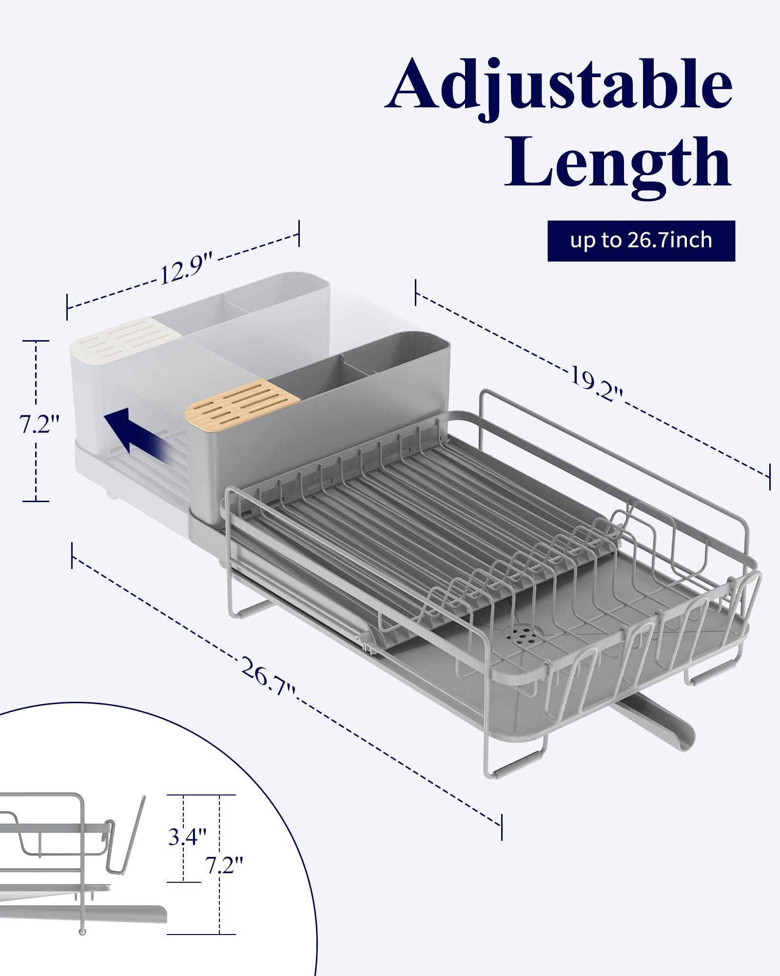 Kitsure accesorios de secado para cubiertos y tazas en gris; mantiene utensilios organizados tras lavar.