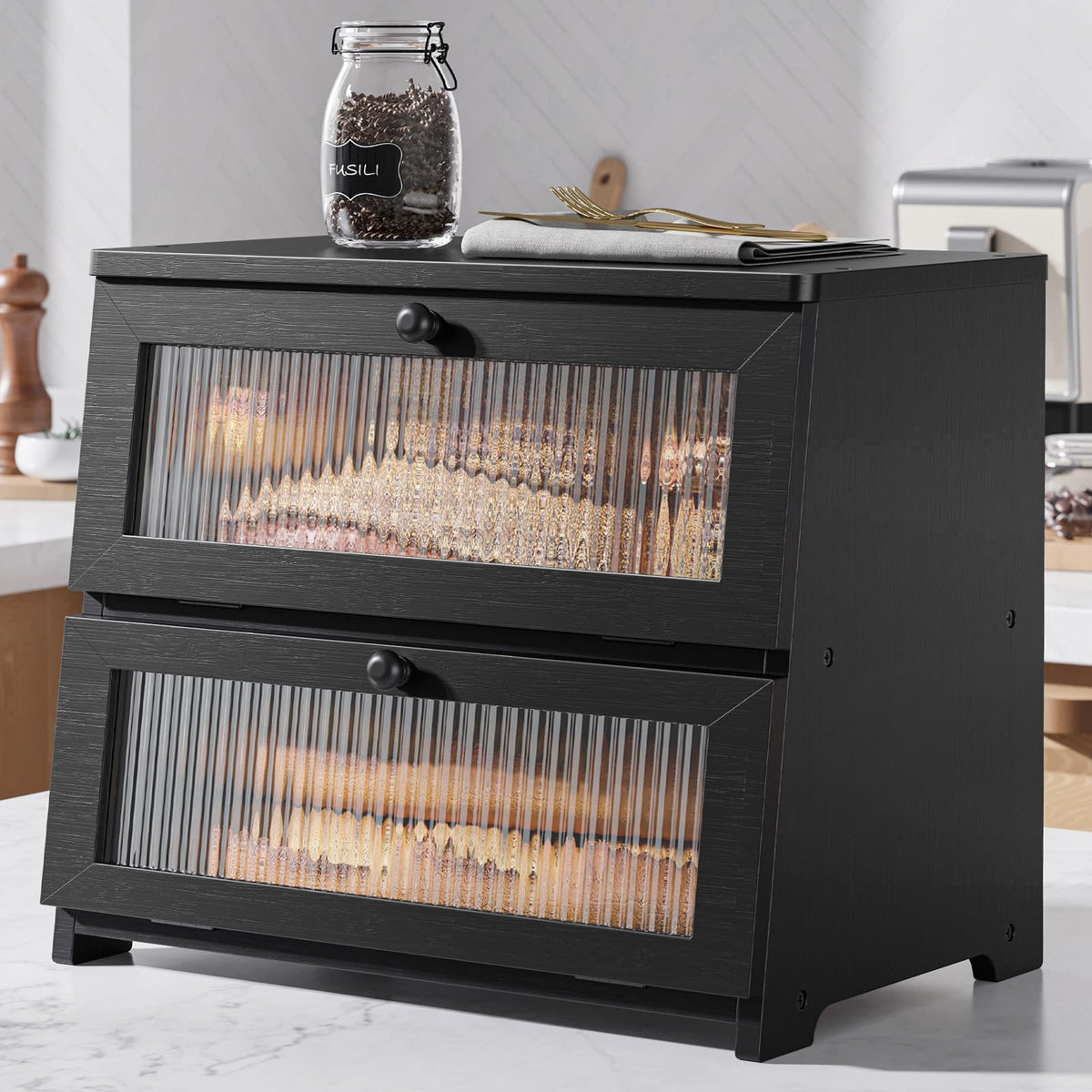 Caja de pan Kitsure con ventana para ver el pan sin abrir