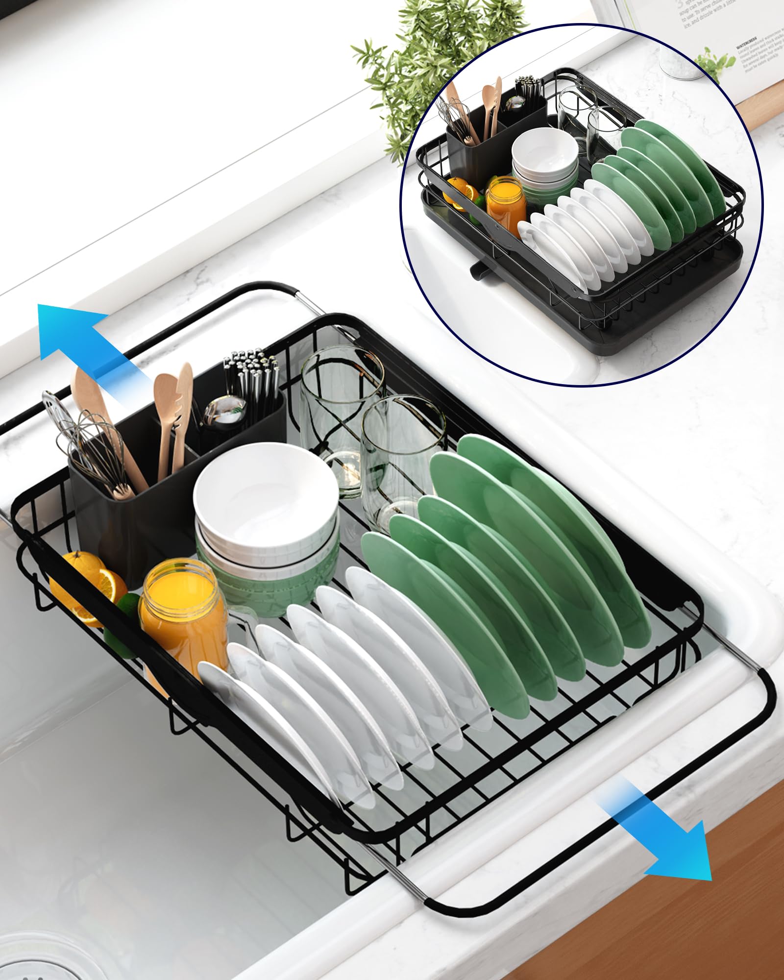 Kitsure escurridor de platos en la encimera, solución compacta para ordenar la cocina