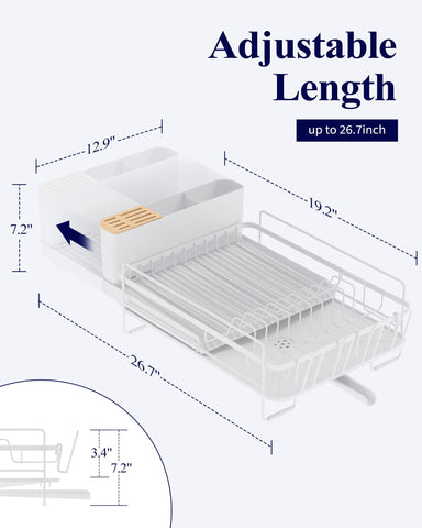 Kitsure escurridor de platos extensible con bandeja de drenaje para secar utensilios