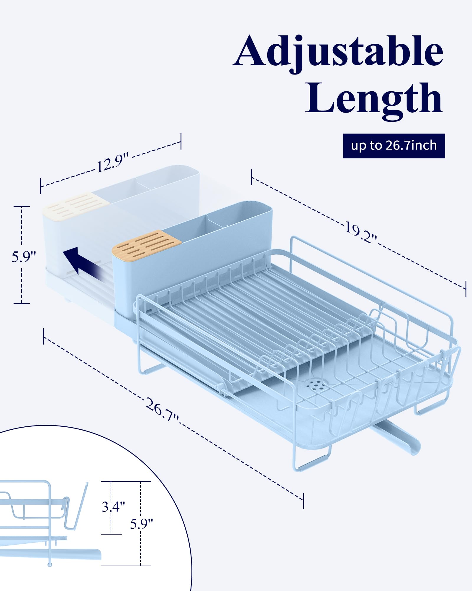 Kitsure escurridor de platos con porta cubiertos para mantener cubiertos y tazas organizados.