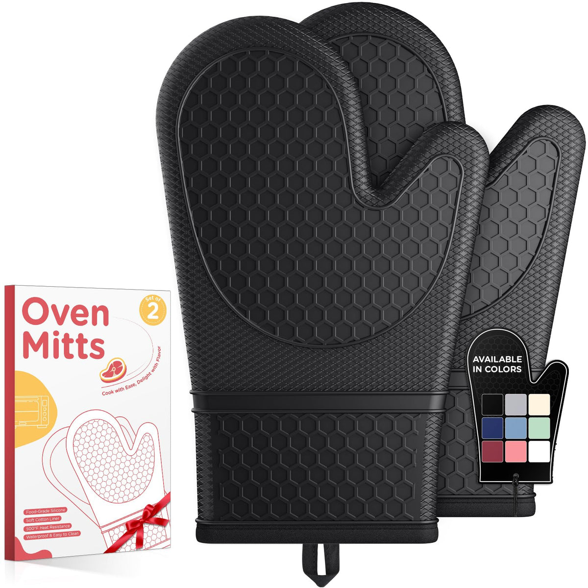 Kitsure guantes de silicona, frente, agarre seguro para bandejas calientes