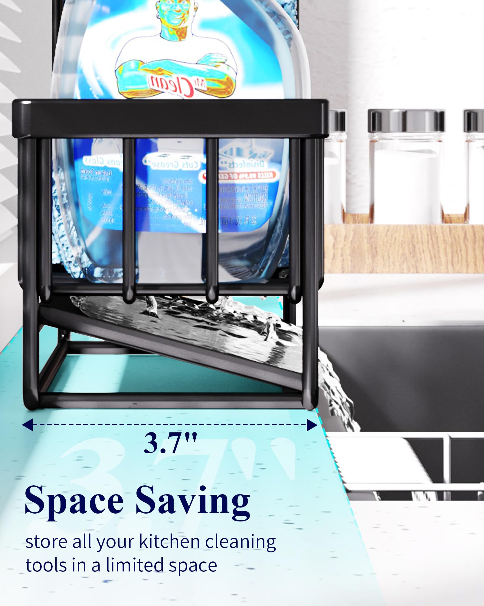 Kitsure organizador compacto para cocina, mantiene esponjas y utensilios ordenados.