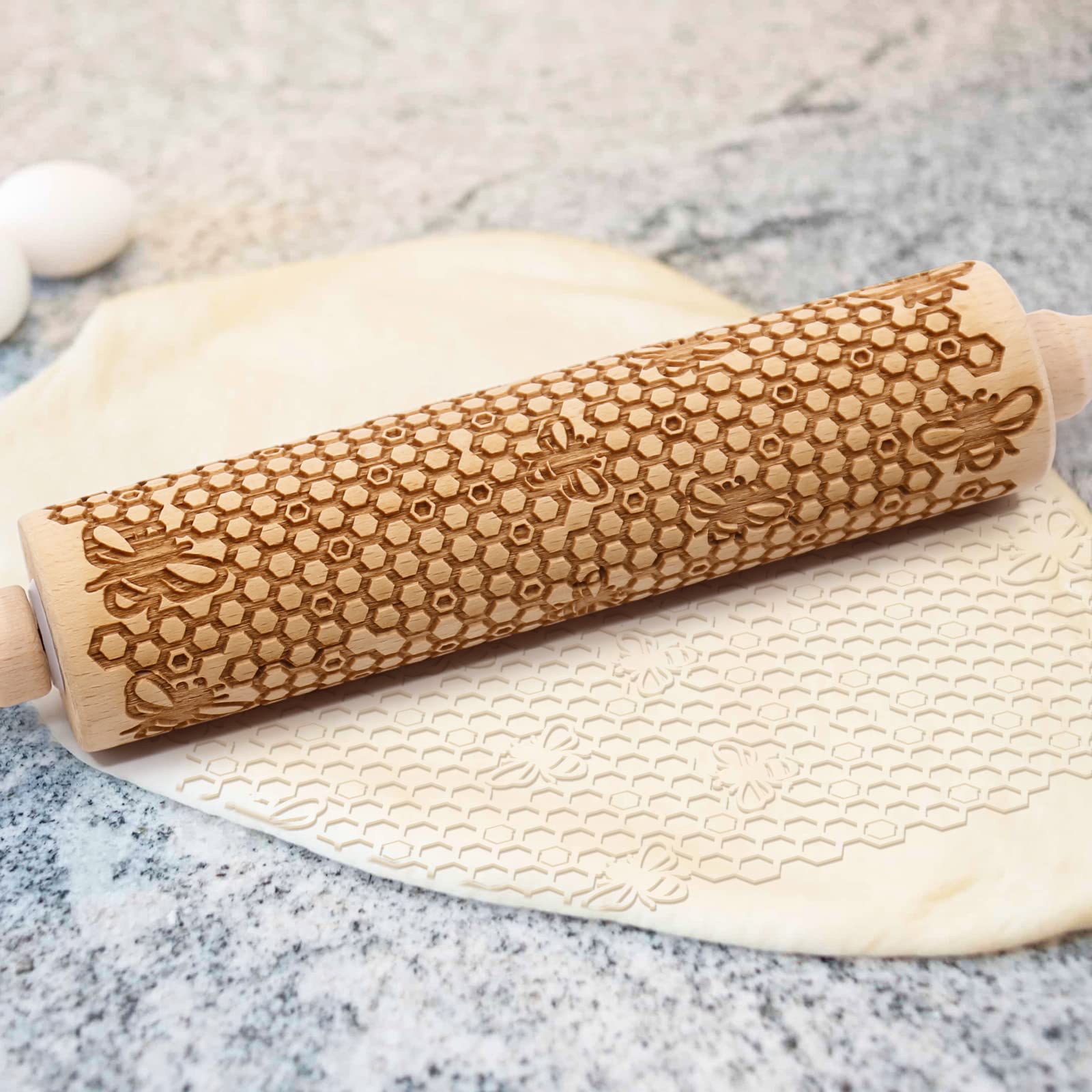Kitticcino rodillo-madera para masa, ideal para galletas y pasteles.