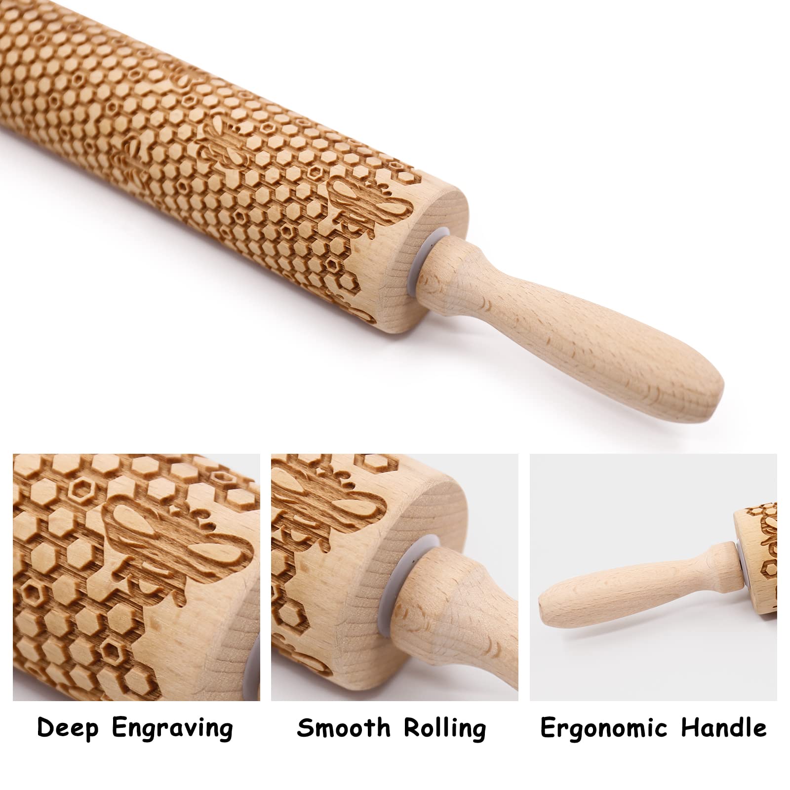 Kitticcino rodillo-madera de 38 cm para hornear.