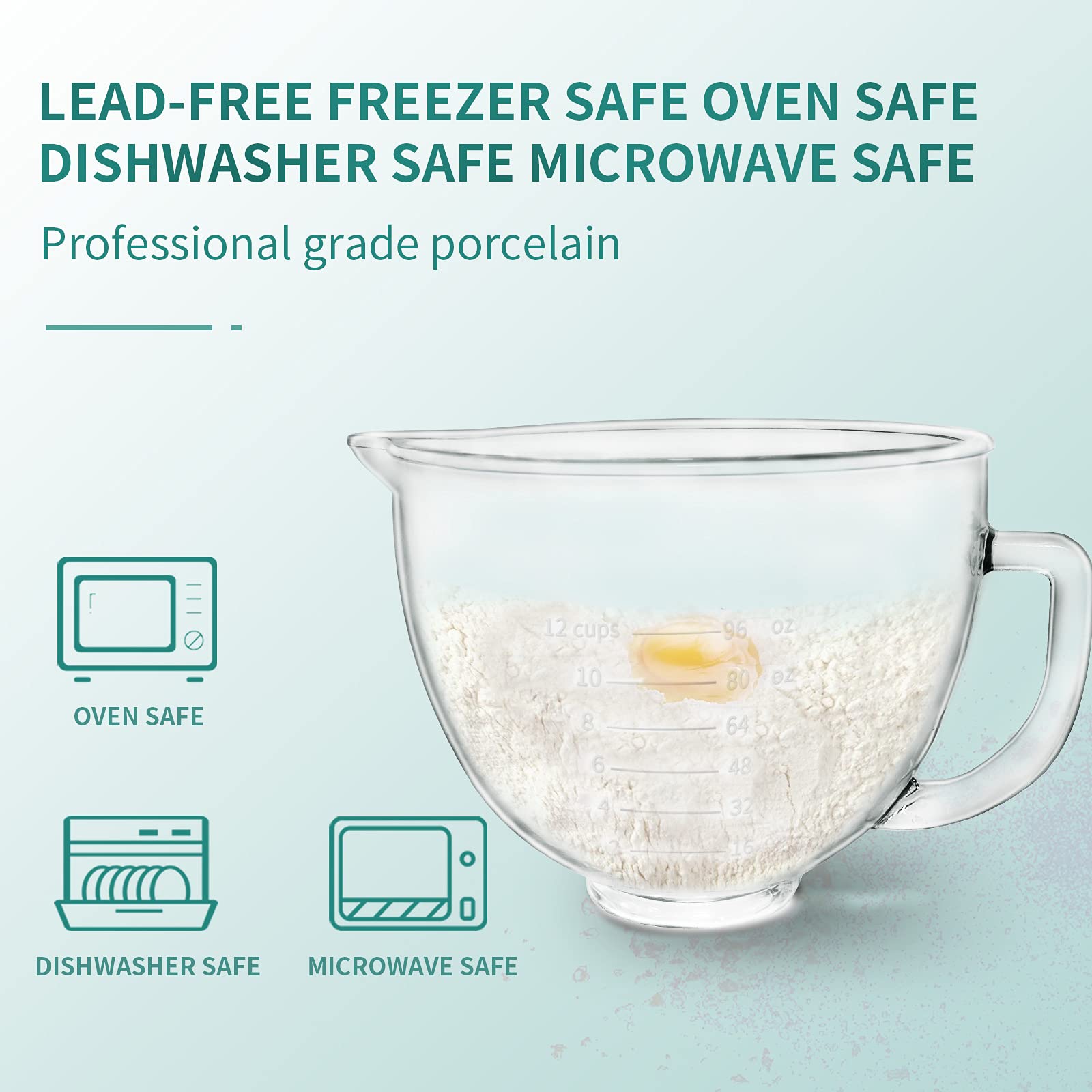 Kitwanda tazón cristal apto para microondas y refrigerador, gran versatilidad diaria.