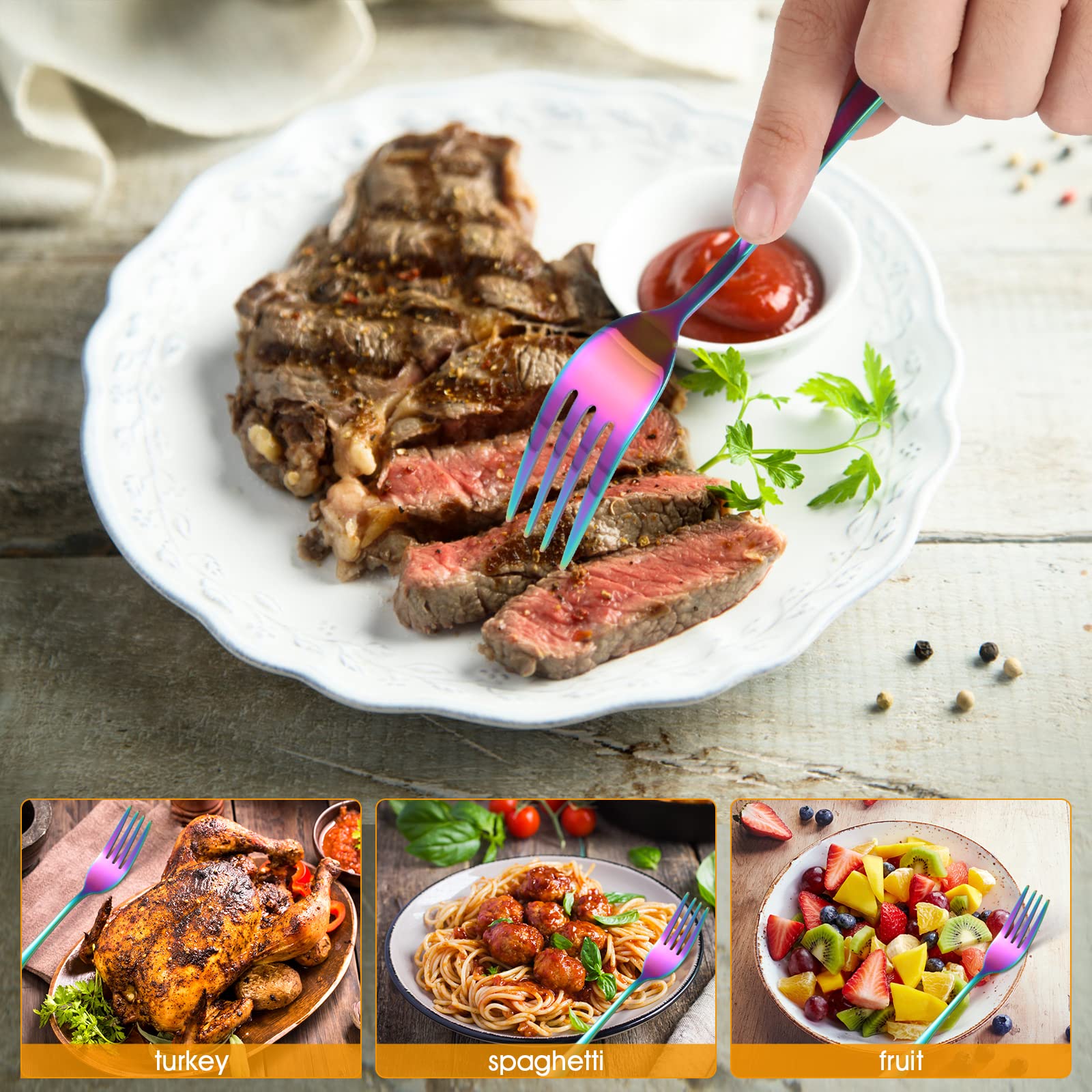 Cubiertos KITWARE con acabado espejo para mesa elegante