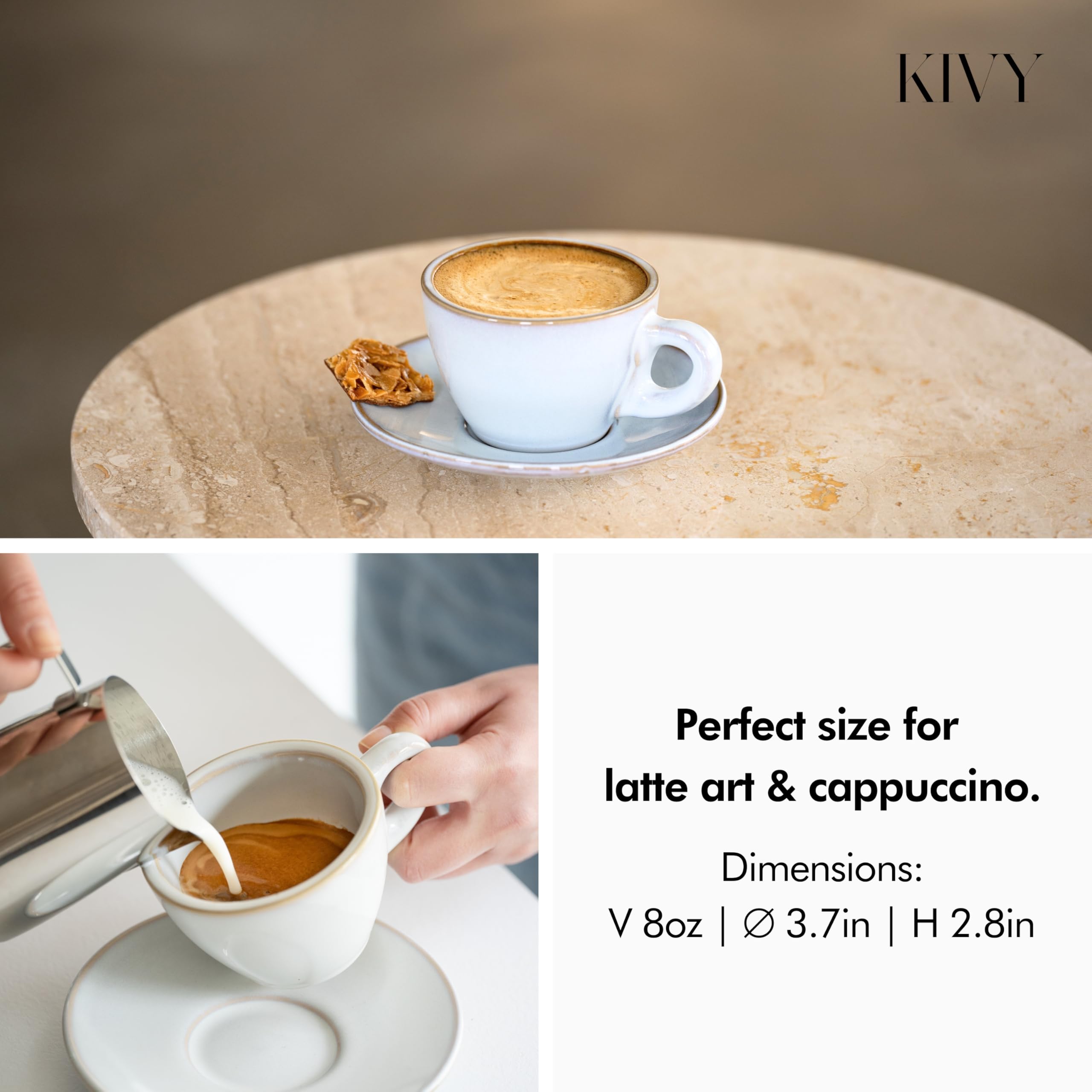 KIVY arte latte azul: tazas únicas para latte art en casa