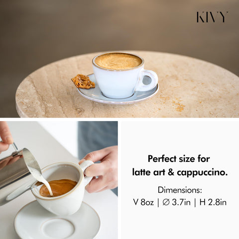KIVY arte latte azul: tazas únicas para latte art en casa