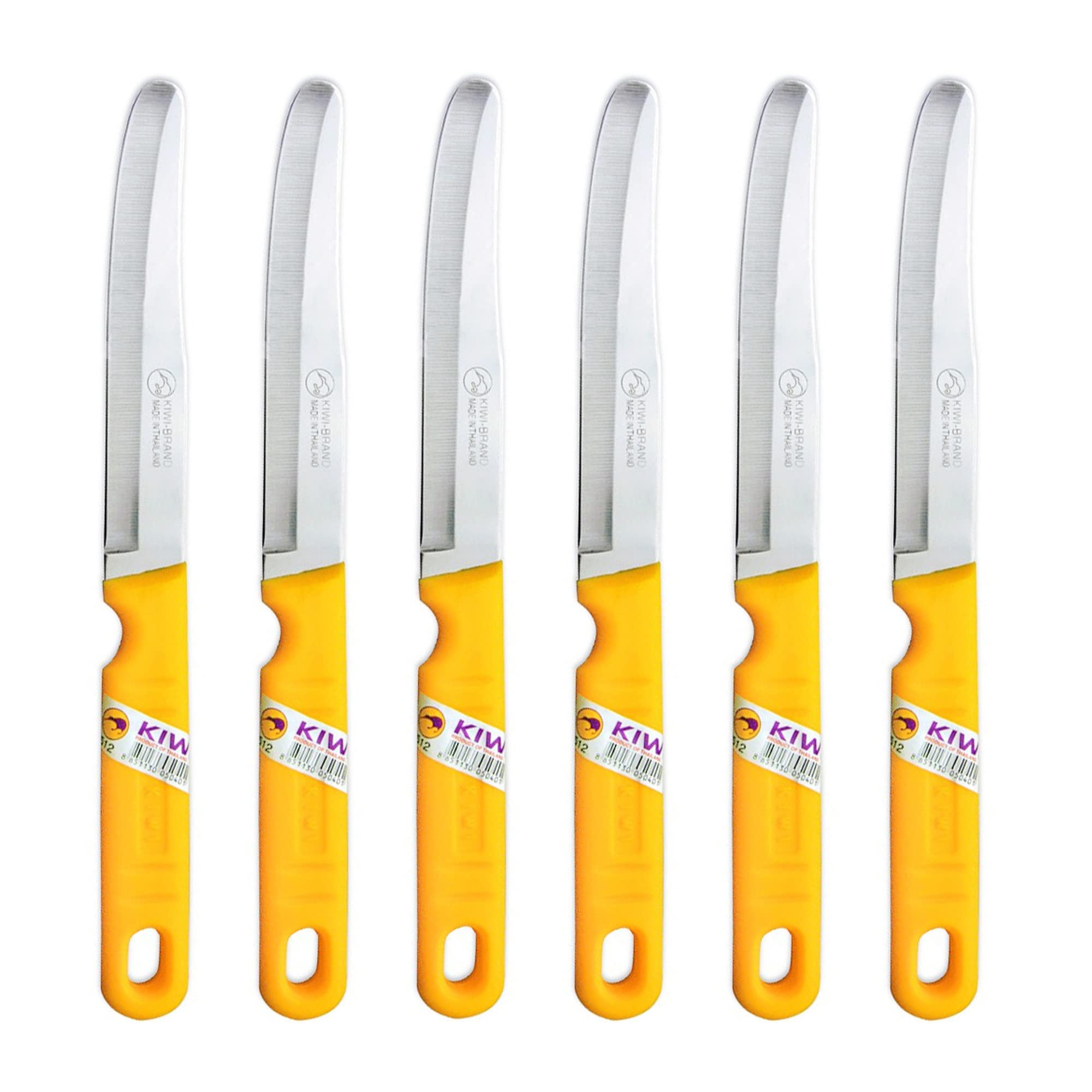 Kiwi SET 512, cuchillos de fruta en plata y amarillo, para pelar y trocear con precisión.