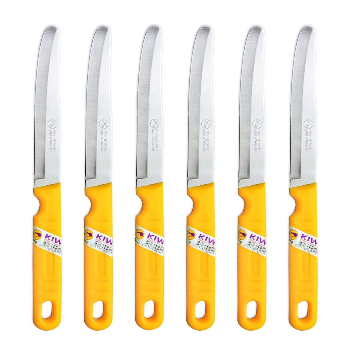 Kiwi SET 512, cuchillos de fruta en plata y amarillo, para pelar y trocear con precisión.