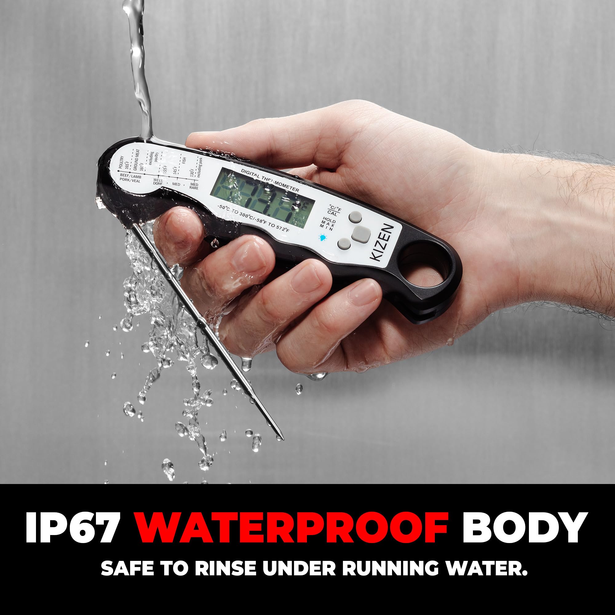 KIZEN termómetro IP67 impermeable, fácil de limpiar