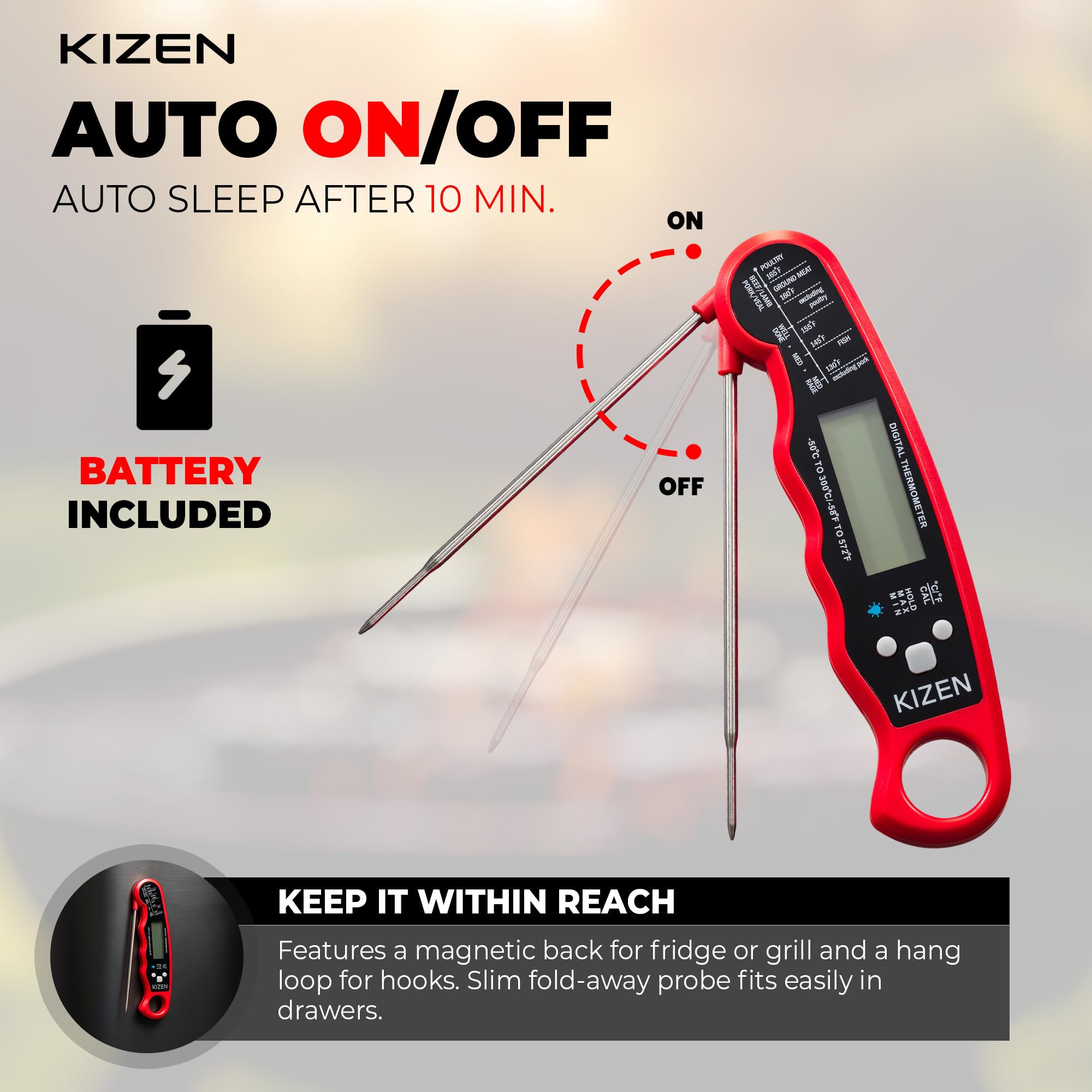 KIZEN IP67 resistente al agua, fácil de limpiar tras la cocción.