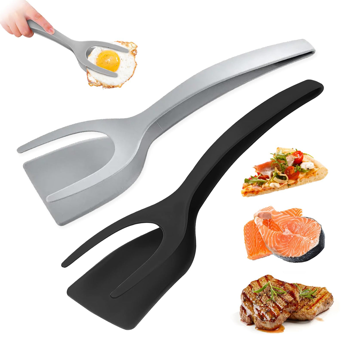 KJG espátula voltea-huevos 2 en 1 facilita girar huevos sin romper la yema.