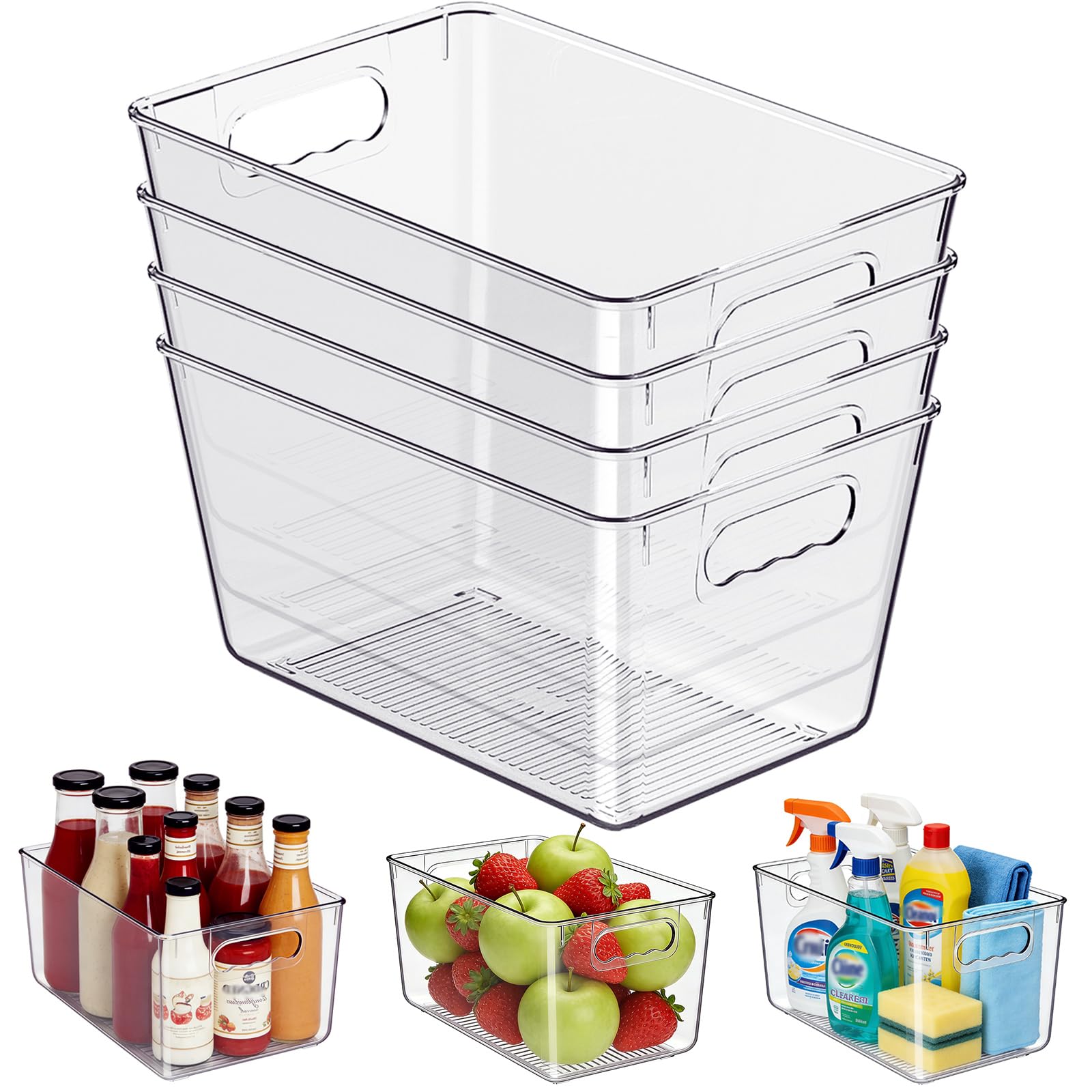 KJIXYUNG contenedores transparentes 4-pack para despensa, visión rápida de lo esencial