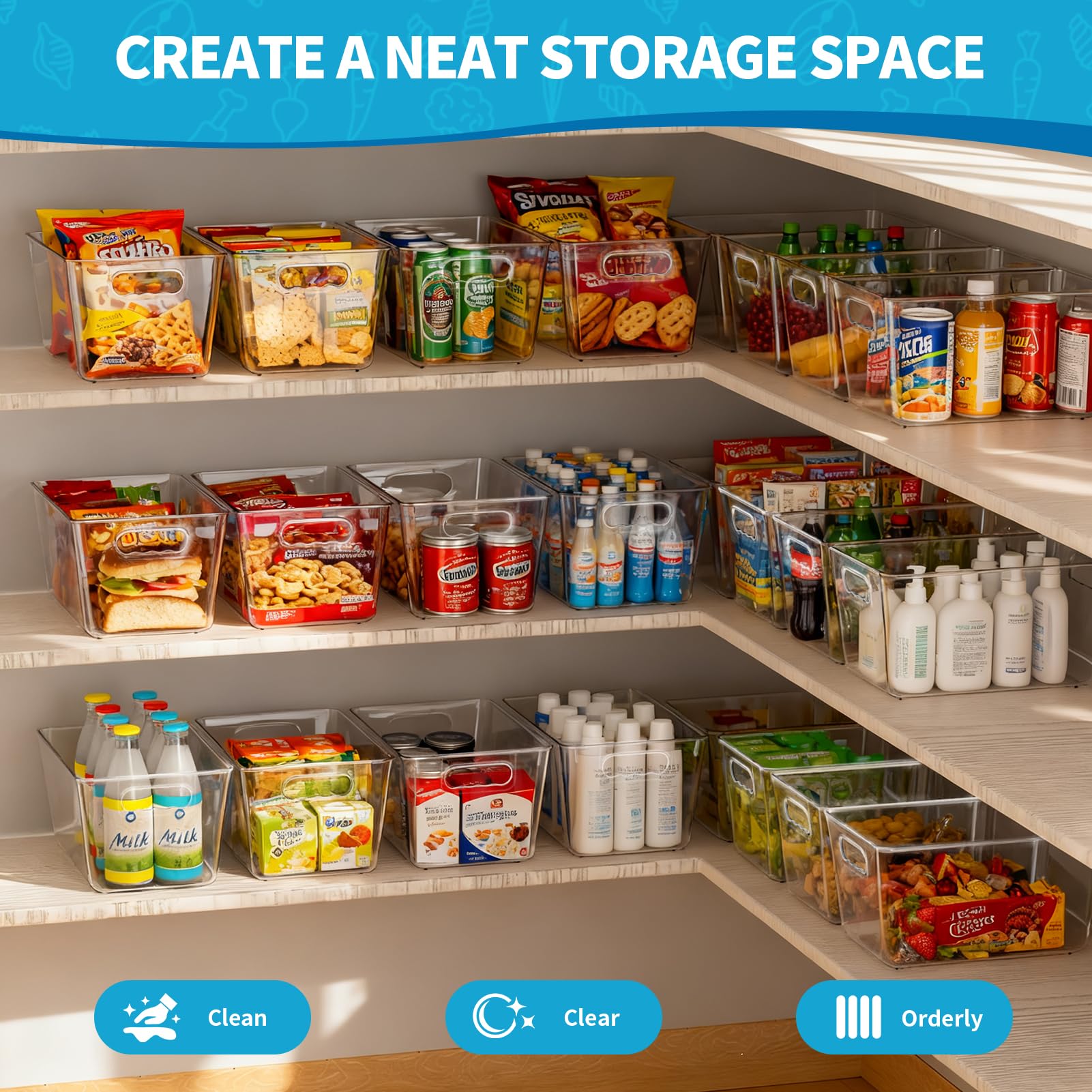 KJIXYUNG organizadores apilables para cocina, ahorro de espacio y acceso rápido