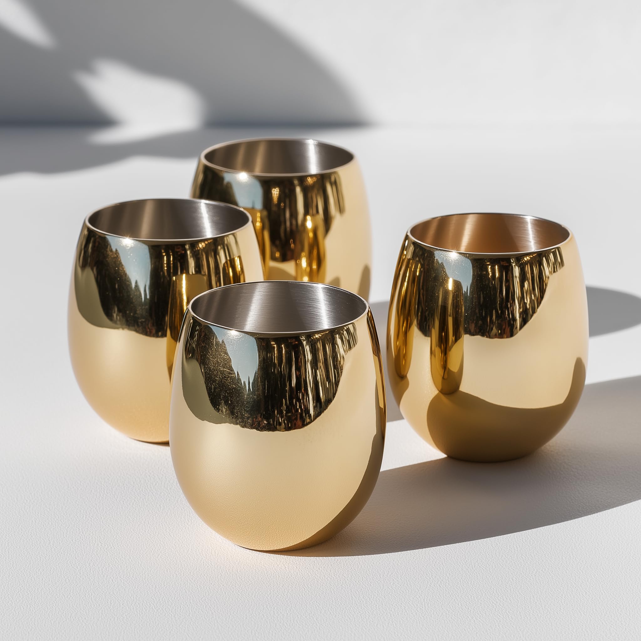 Conjunto de 4 vasos dorados K&K Home, regalo elegante.