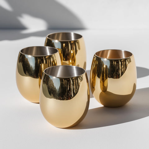 Conjunto de 4 vasos dorados K&K Home, regalo elegante.