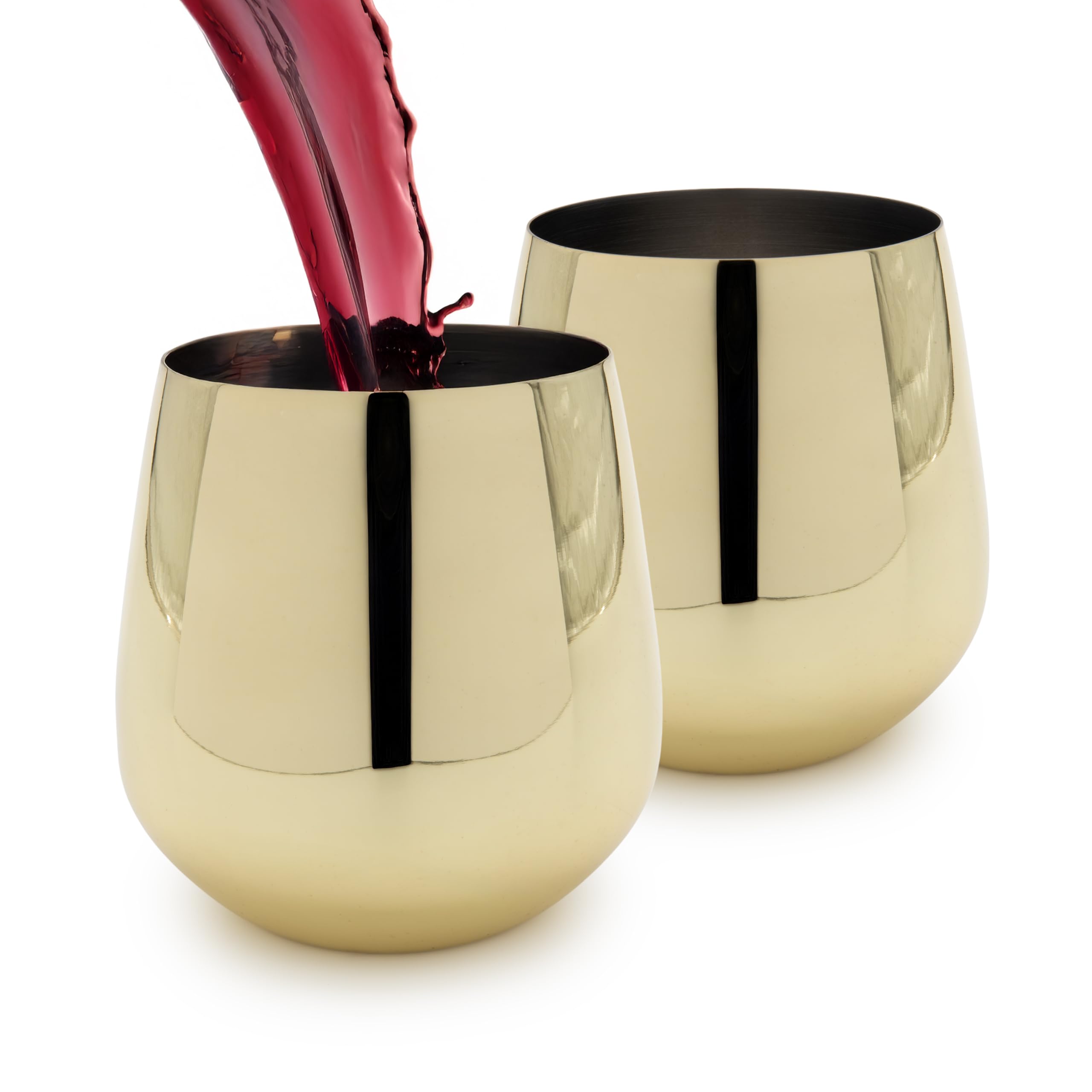 Vaso vino dorado K&K Home en acero inoxidable, acabado brillante y duradero para fiestas.