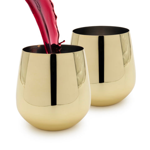 Vaso vino dorado K&K Home en acero inoxidable, acabado brillante y duradero para fiestas.
