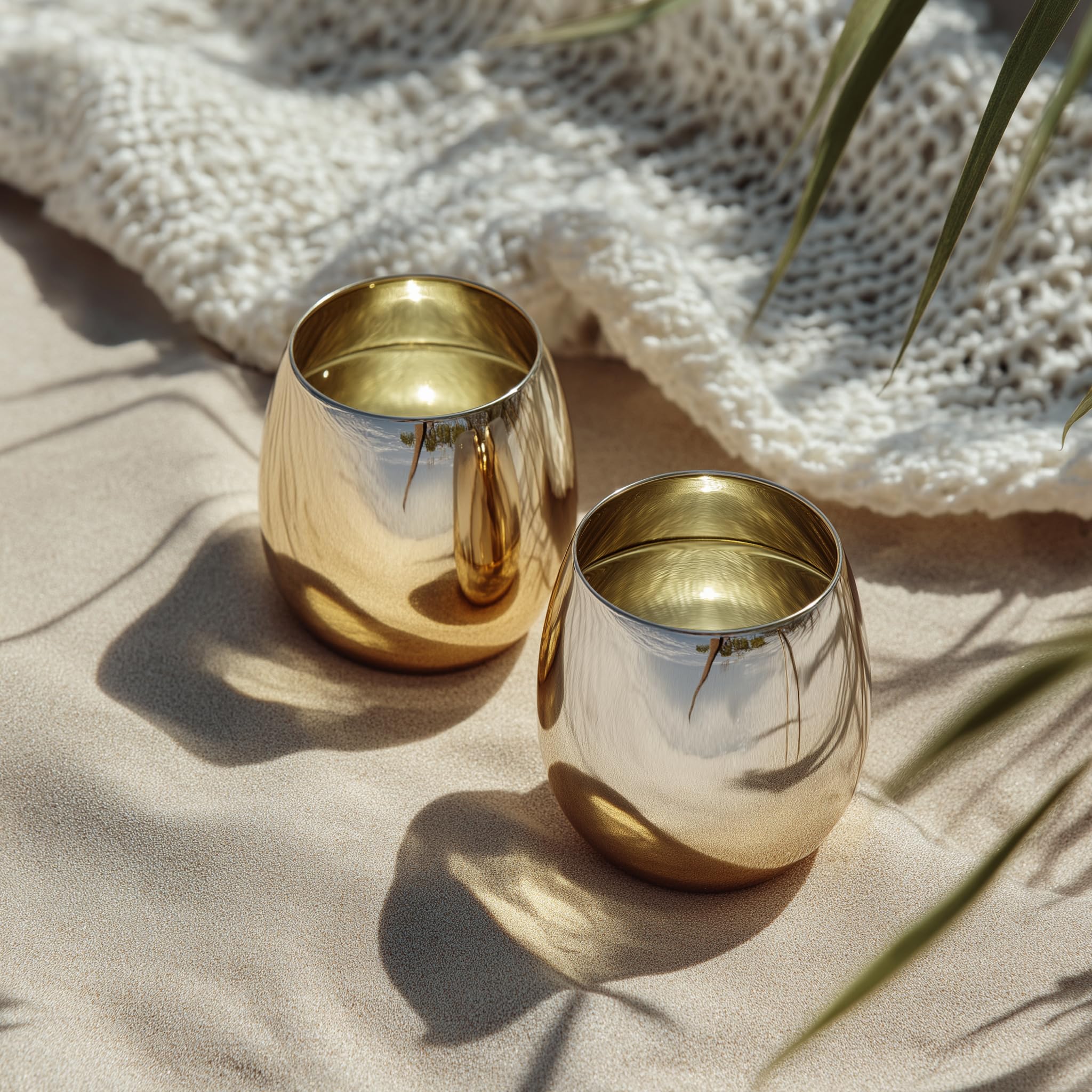 Vaso ideal para picnic con estilo, dorado sin tallo de K&K Home.
