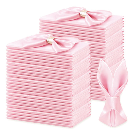 KKJIAF servilleta satén rosa claro 17x17, suave y elegante para bodas
