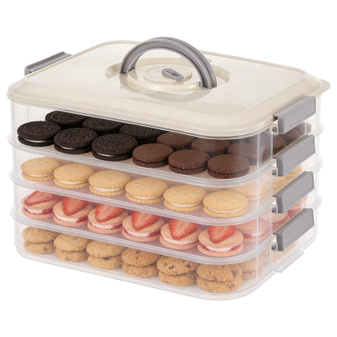 KKONHII Contenedor galletas 4 niveles blanco para ordenar dulces
