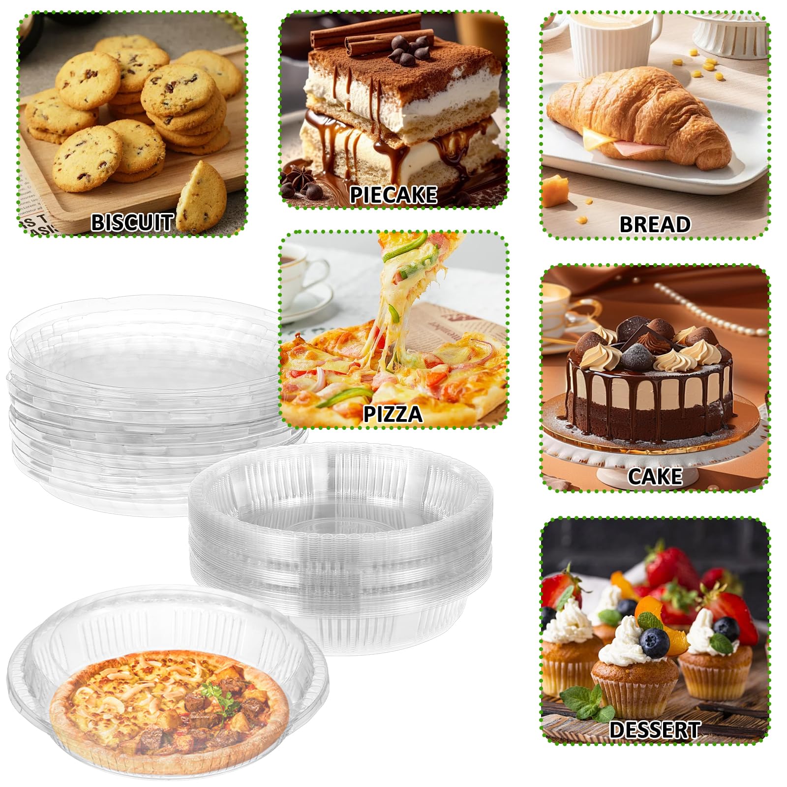 KKONHII presentación de postres 9,5 claros con tapa para servicio