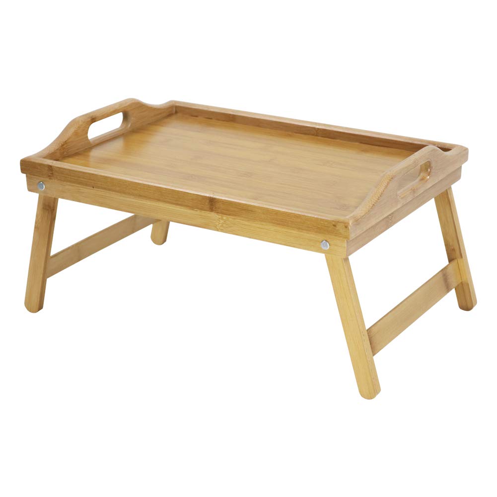 Bandeja KKTONER para cama de bambú 41x30 cm, ideal para comidas.
