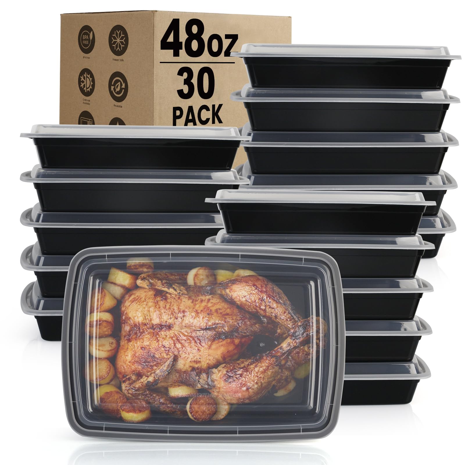 Kkyvvy contenedores-almuerzo-48oz-30-pack para porciones fáciles y frescas.