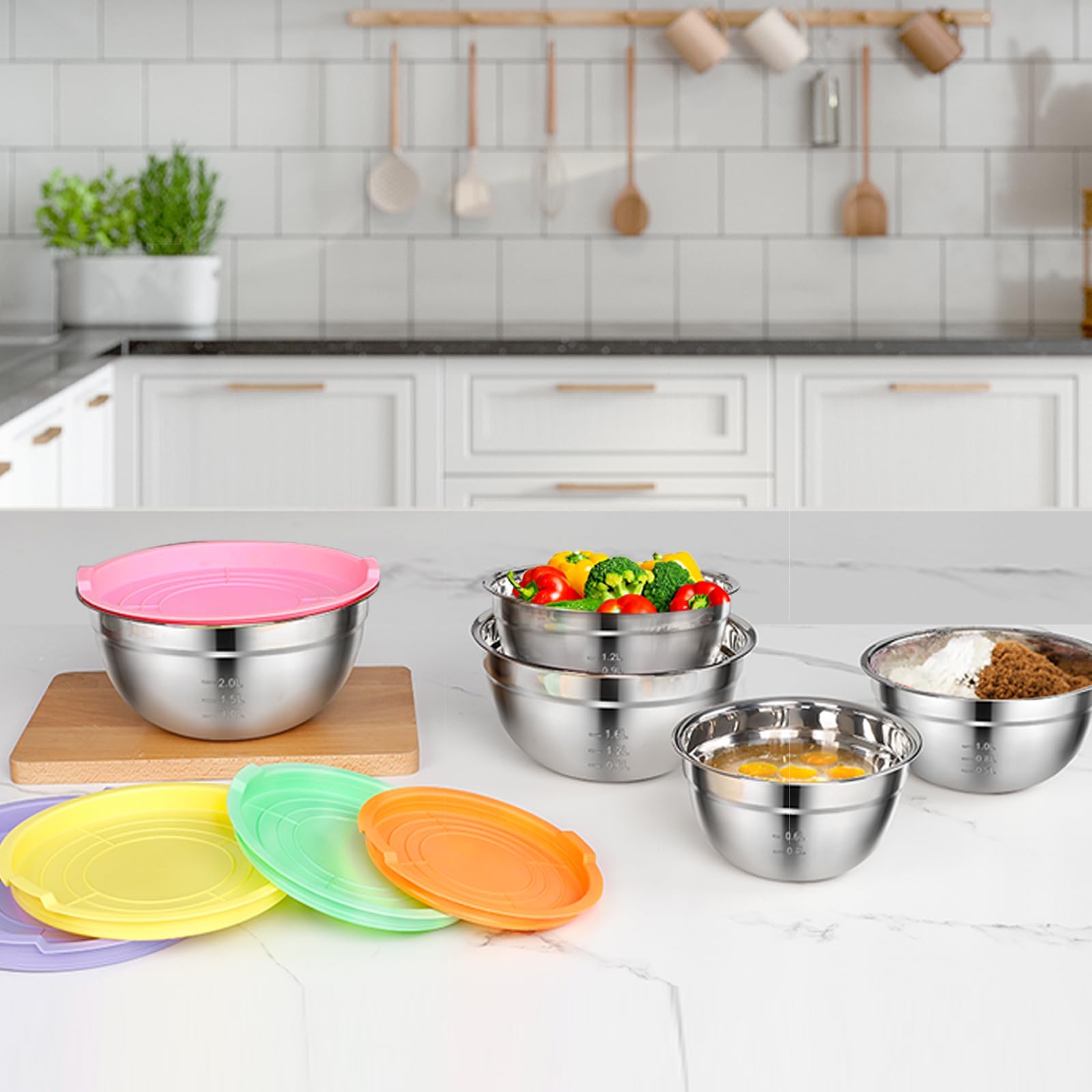 kkyvvy tazones encastrables para ahorrar espacio en la cocina.