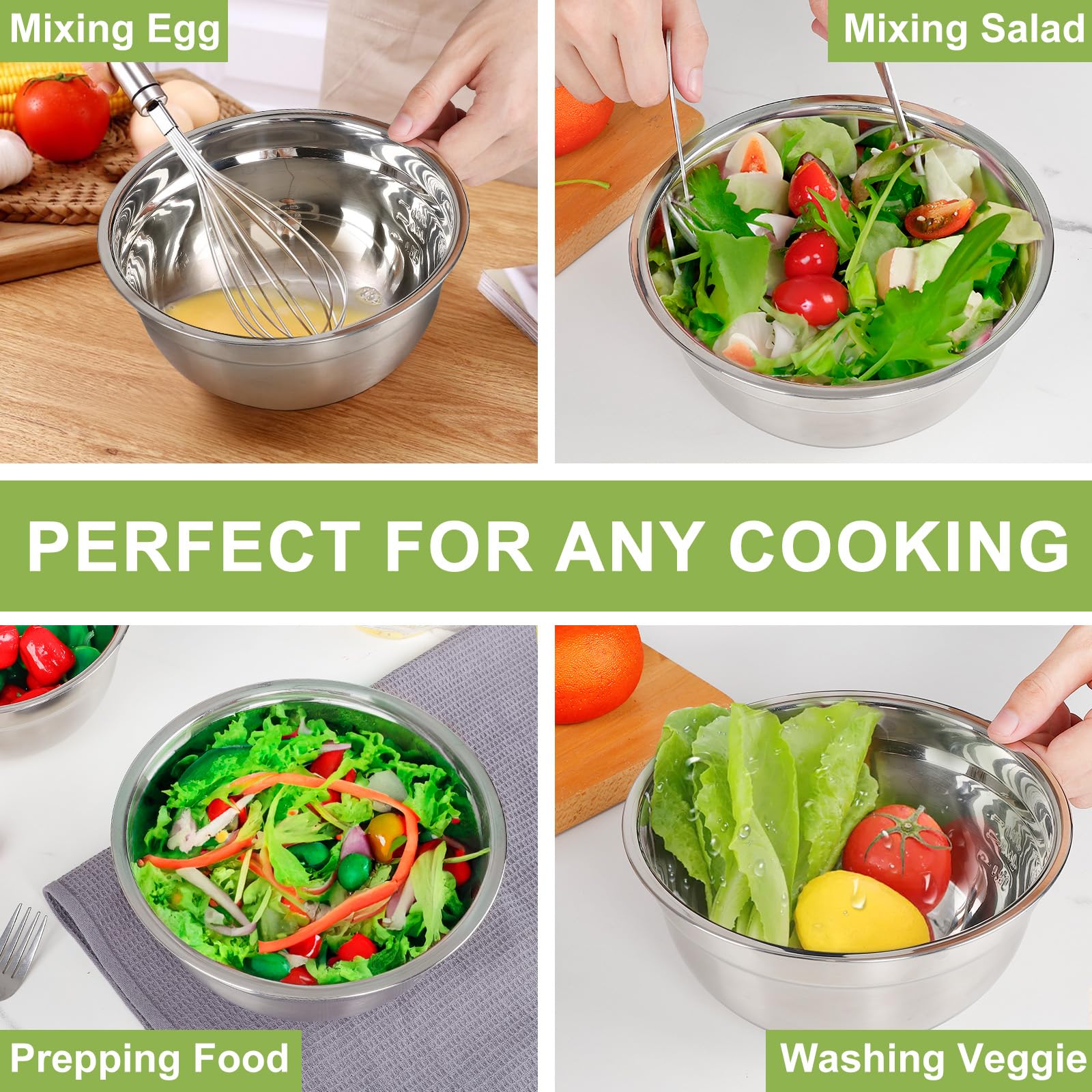 kkyvvy tazones para mezclar con tapas 2.7qt, ideales para porciones pequeñas.