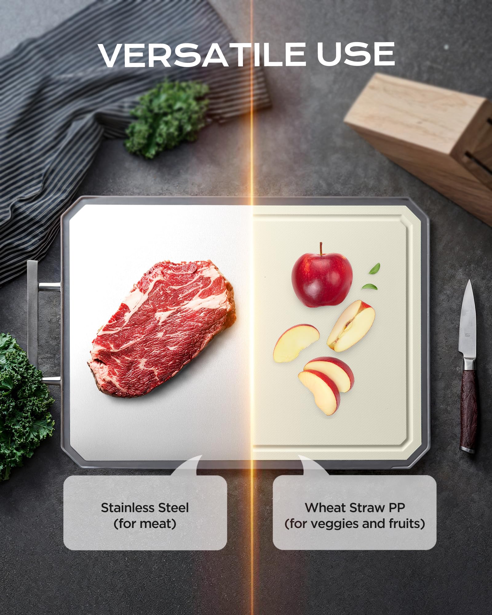 KLAPOLA tabla doble cara con PP de trigo para verduras y frutas