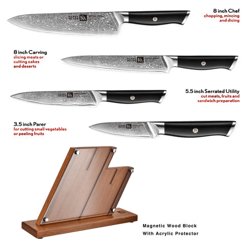 Klaus Meyer cuchillo damasco 67 capas, hoja afilada para cortes precisos