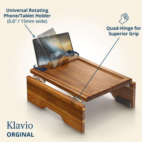 Klavio Acacia soporte giratorio para teléfono facilita videollamadas.