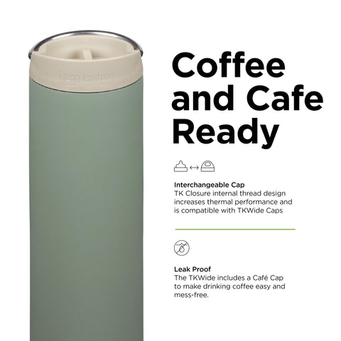 Klean Kanteen 20oz TKWide, rendimiento térmico en acción para café caliente.