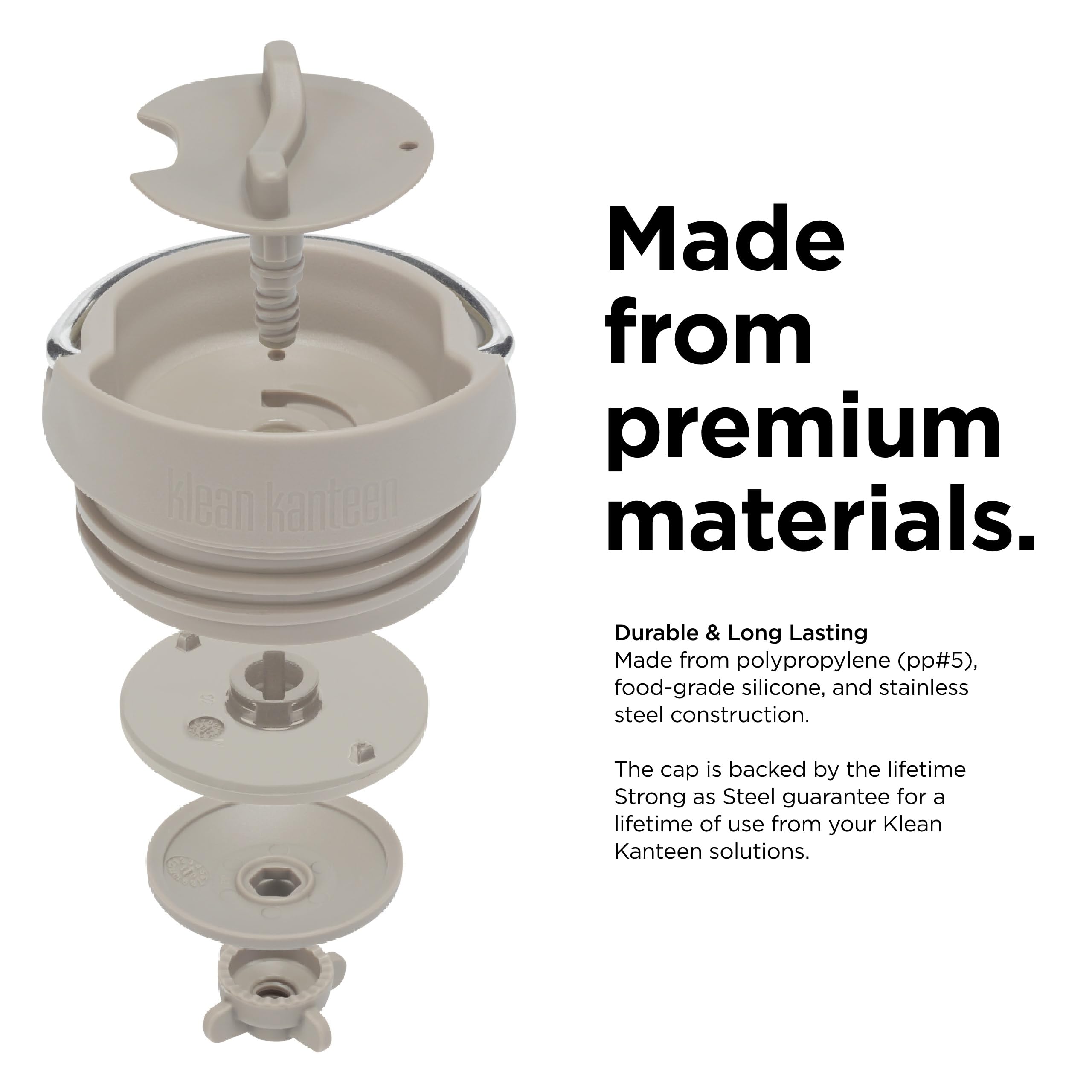 Klean Kanteen TKWide Café Cap: materiales libres de BPA para bebidas seguras.