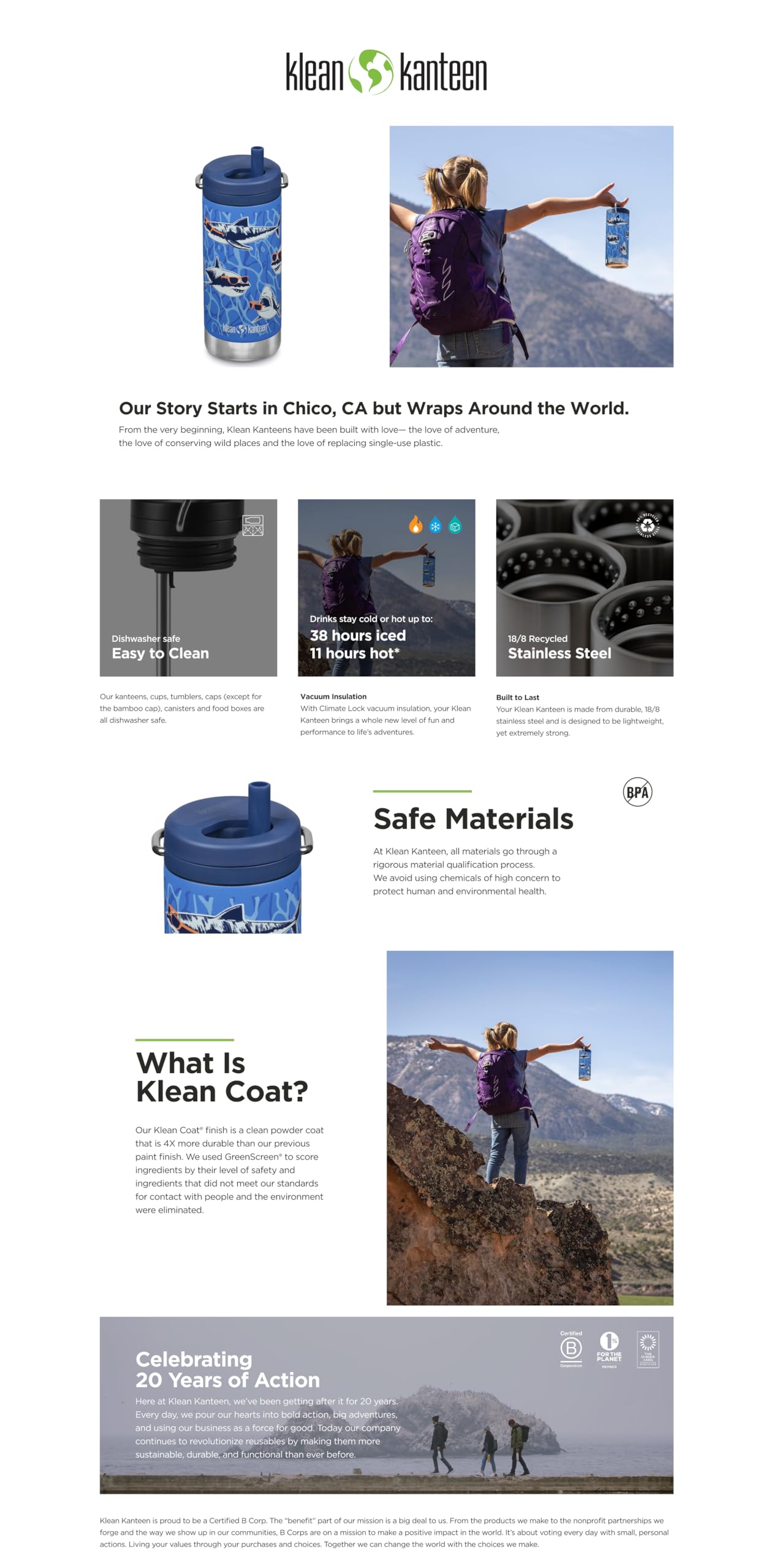 Klean Kanteen TKWide Experiencia de Café sin Derrames con tapa Café