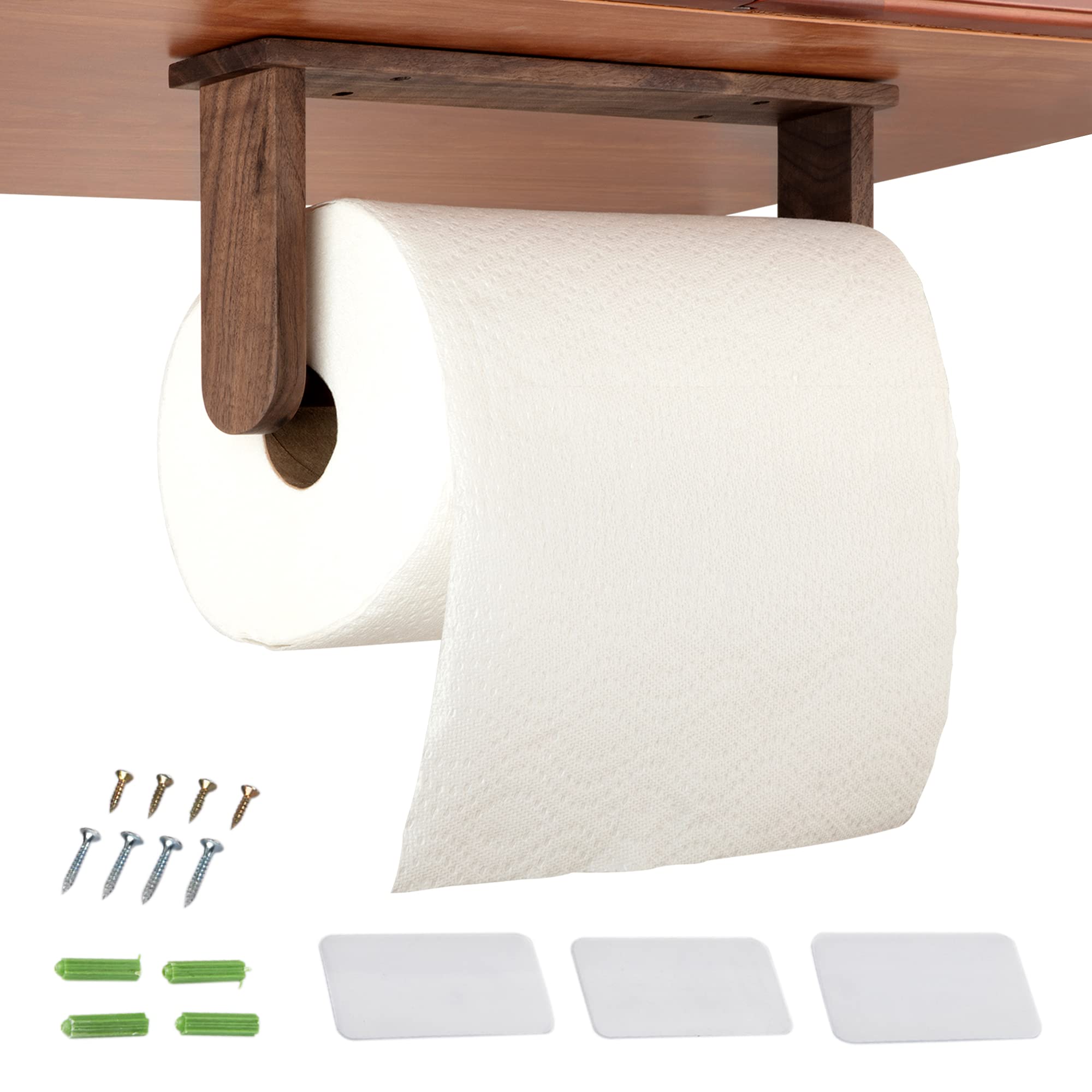 klleyna portarrollos de papel toalla de madera para instalación bajo gabinete, práctico y estético.