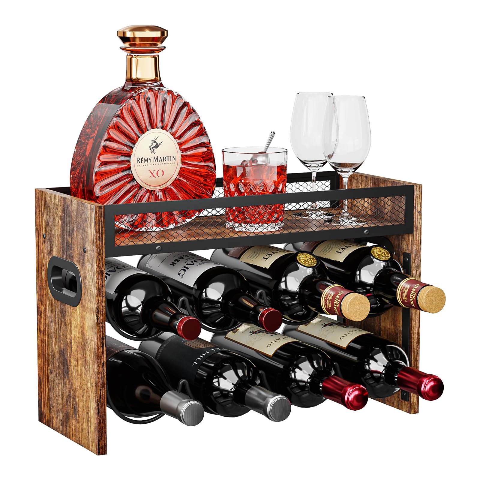 KLM estantería para vino de dos niveles, ideal para tener 8 botellas al alcance diario.