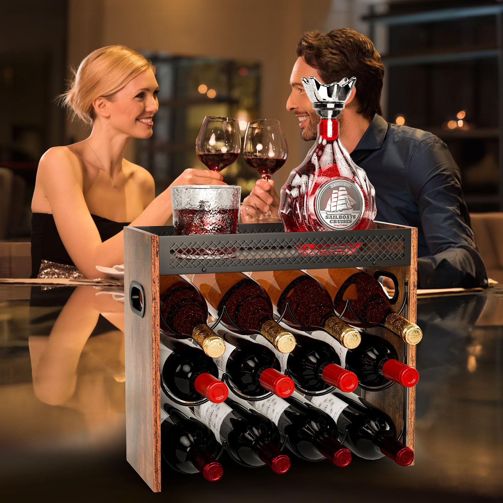 KLM estante práctico para bar o despensa, ordena botellas y copas.