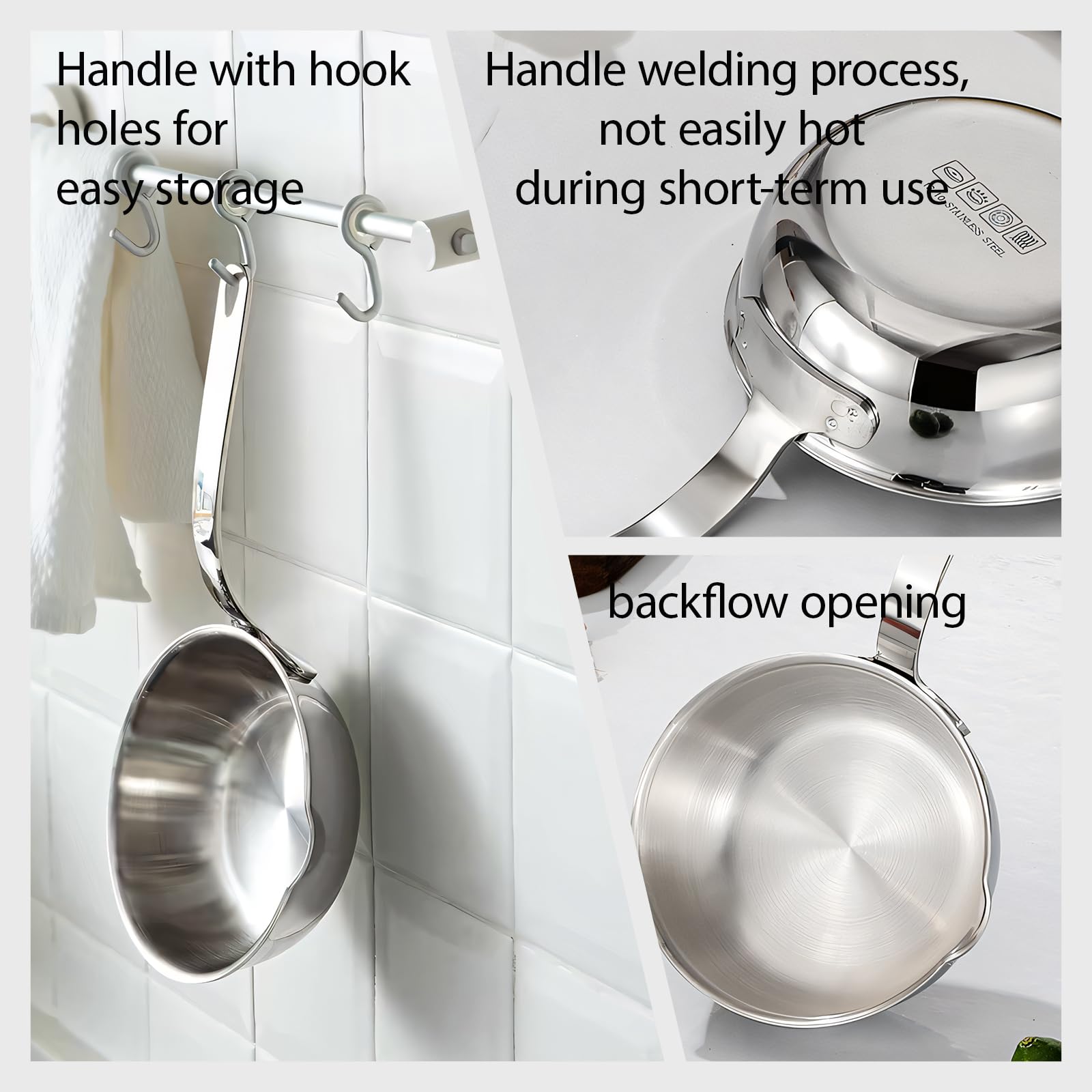 Kloahmo mango ergonómico de acero, agarre cómodo y seguro.