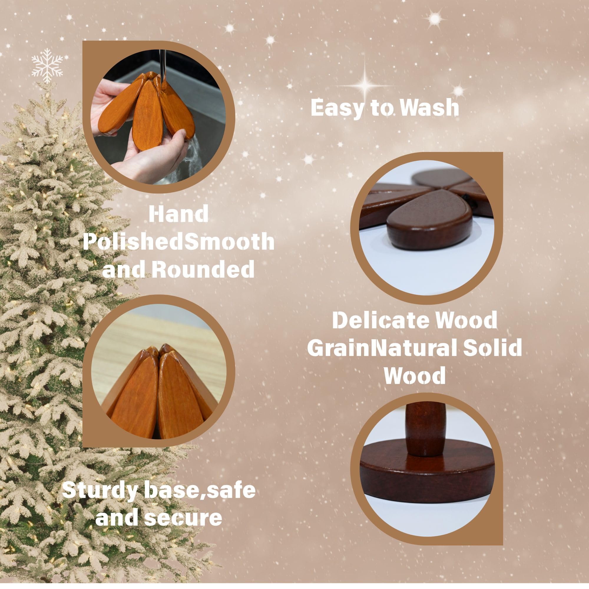 KLROAD trivet arbol navidad en uso: ideal para tazas, platos y ollas.