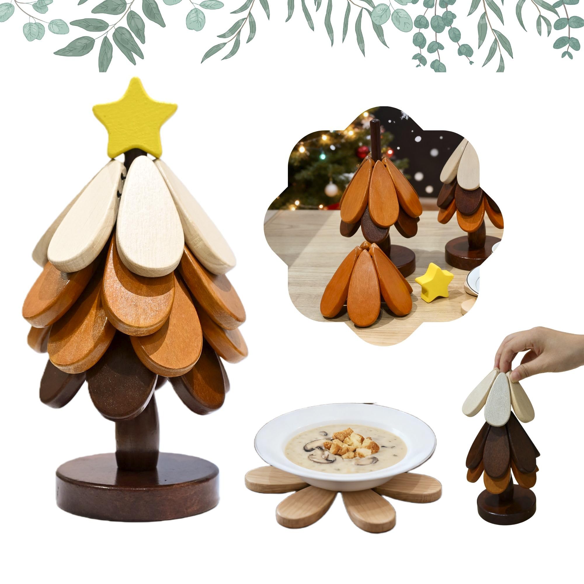 KLROAD trivet arbol navidad frente: protector de calor con estilo festivo.