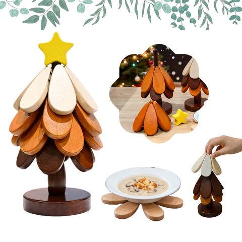 KLROAD trivet arbol navidad frente: protector de calor con estilo festivo.