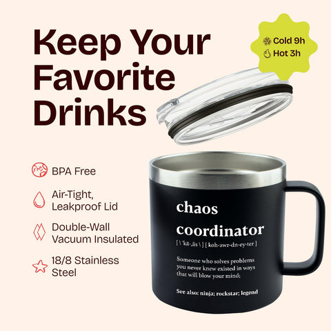 KLUBI Chaos Coordinador, doble pared aislante para bebidas calientes o frías.