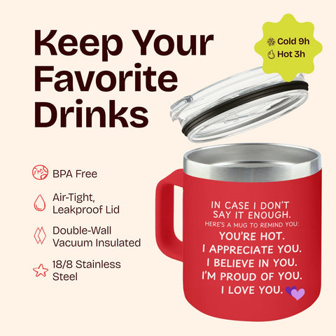 Taza KLUBI con mango ergonómico, cómodo de sostener.