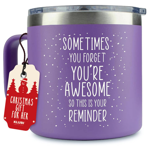 Taza KLUBI morada 14oz ideal para café matutino y regalo de cumpleaños